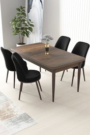 Hanah Home Juego de mesa y sillas de comedor de 5 piezas Barroco y Negro
